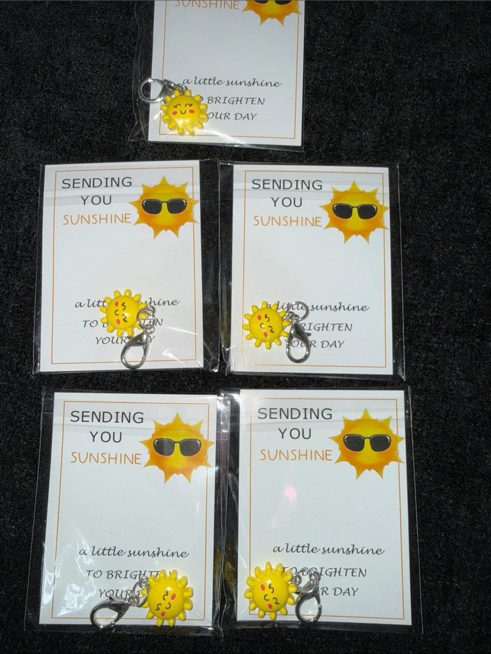 Sending You Sunshine Yellow Sun Charm Keychain
